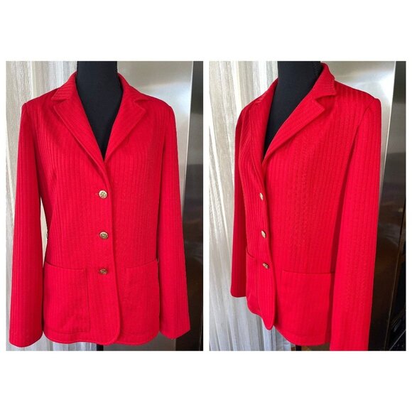 Vintage 80s blazer, cherry red, woman unlined jacket, Hobnobber Canada, 4/6 (S) - Picture 2 of 10